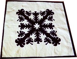 Navy and White Hibicus Quilt Pattern